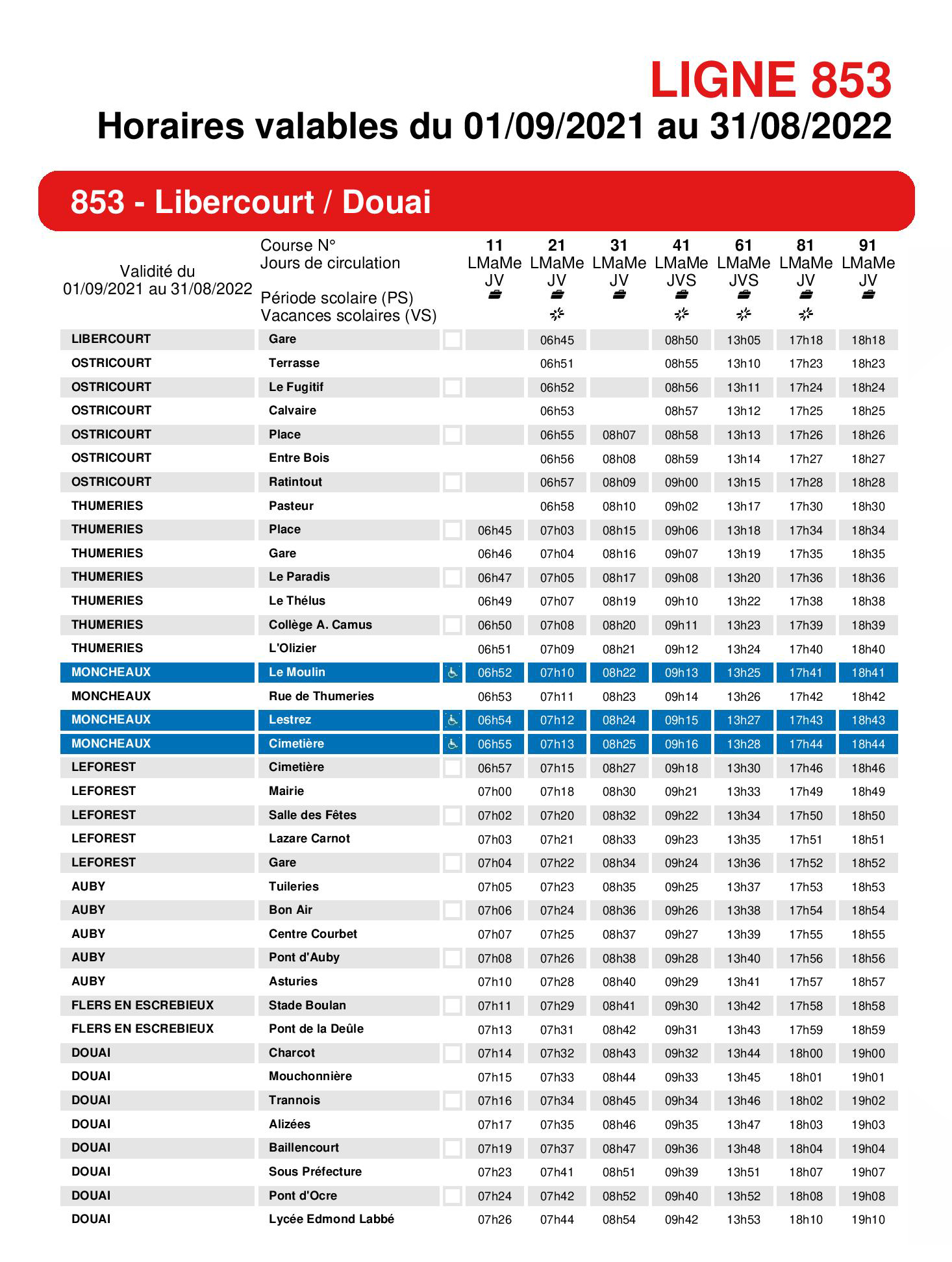 Horaires Bus de ville - MFCTG