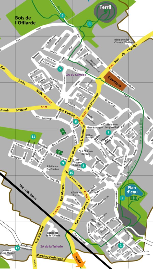 Plan de localisation des sites